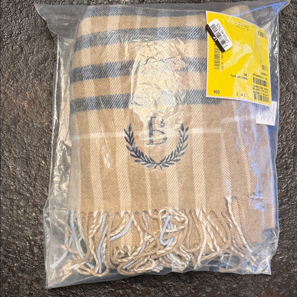 Mark & Graham Tan and Blue Plaid Scarf